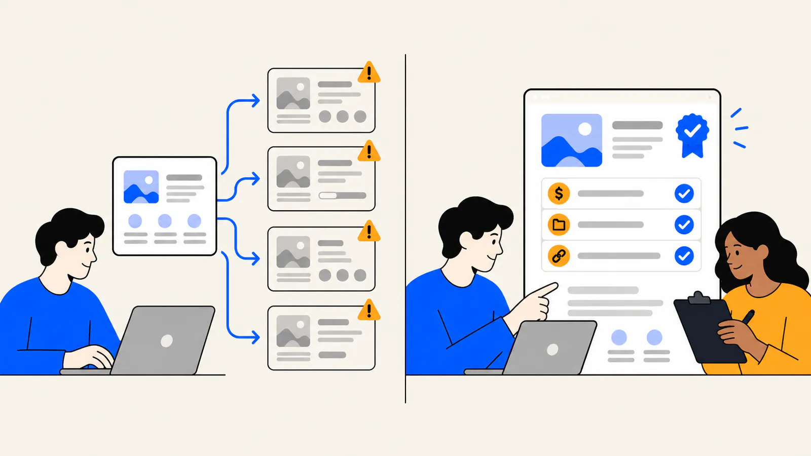 Bulk directory submissions repeat a product profile across several sites while a direct listing gets category, pricing and website details checked